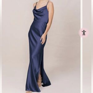 Everly Midnight Blue Satin Maxi Dress